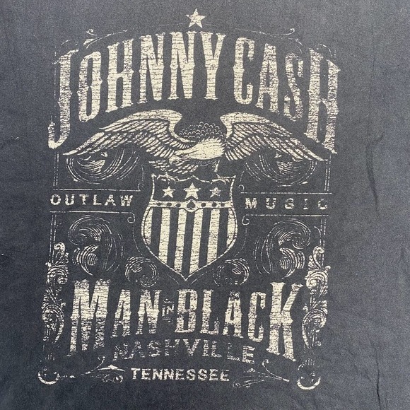 Johnny Cash Man In Black Tee Thrifted Vintage Style Size L - Picture 2 of 10